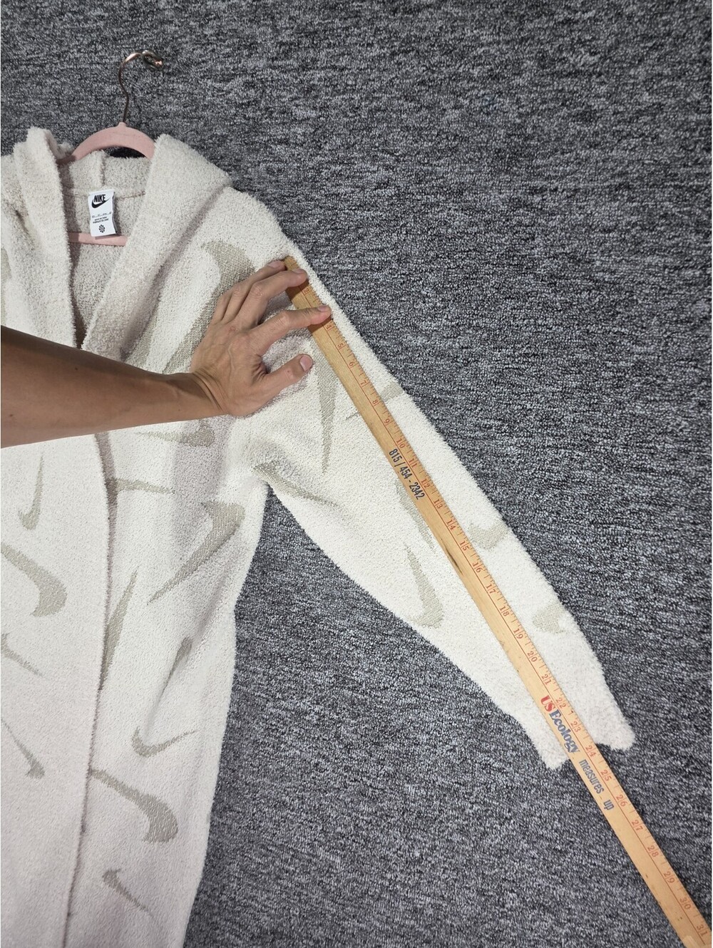 Nike Sportswear Phoenix Cozy Boucle White Long Knit Cardigan, Size XS - Picture 10 of 12